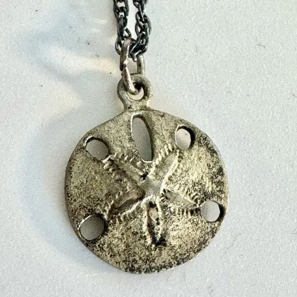 Vintage Sterling Silver Sand Dollar Pendant Necklace Beach Nautical Jewelry - Picture 11 of 16